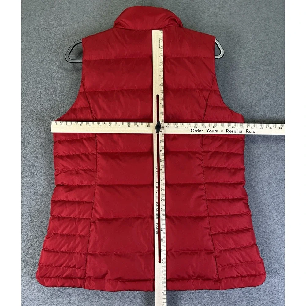 Lands‎ End Puffer Vest Adult Medium Red Down Feather Fill Outdoor Nature Hiking